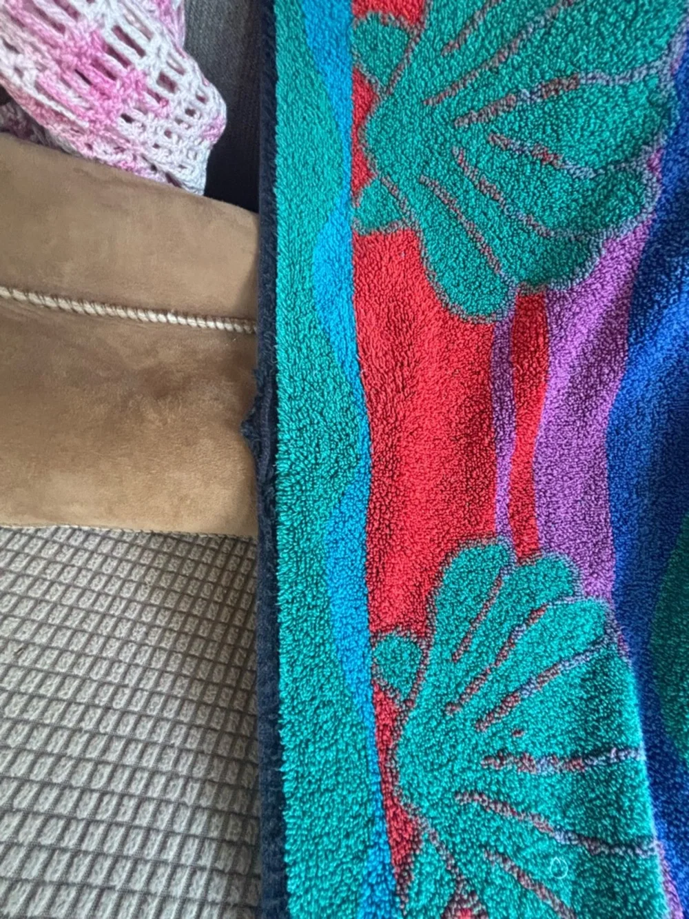 Vintage beach towel sun country retro rainbow seashell towels